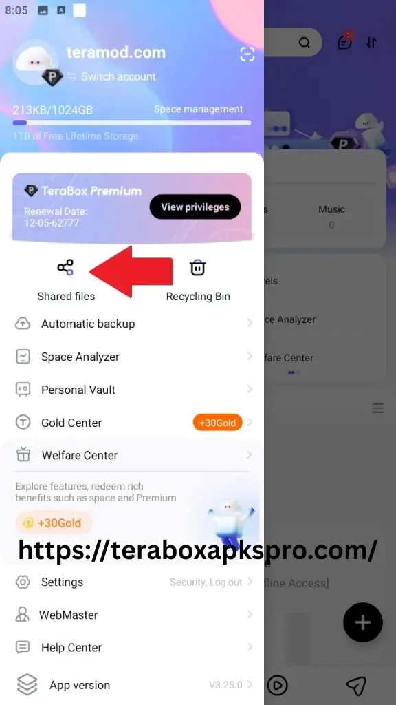 terabox cloud storage with screenshot